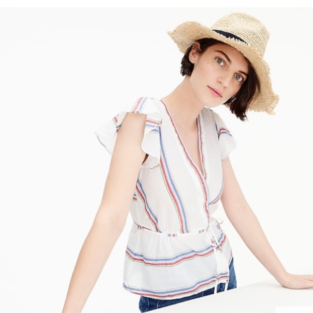 JCREW flutter sleeve wrap top in cotton voile